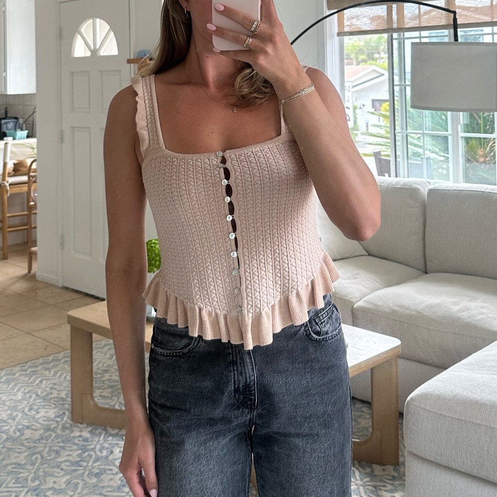 Zara Ruffle Hem Tank Top